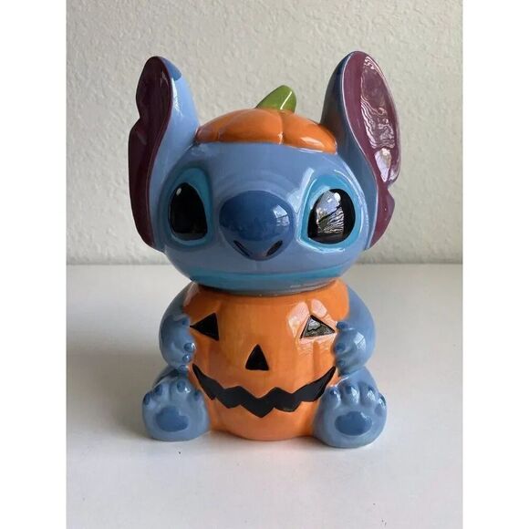 Disney Pumpkin Stitch Halloween Cookie Jar 2022 Stitch from Lilo & Stitch NEW - Picture 1 of 8